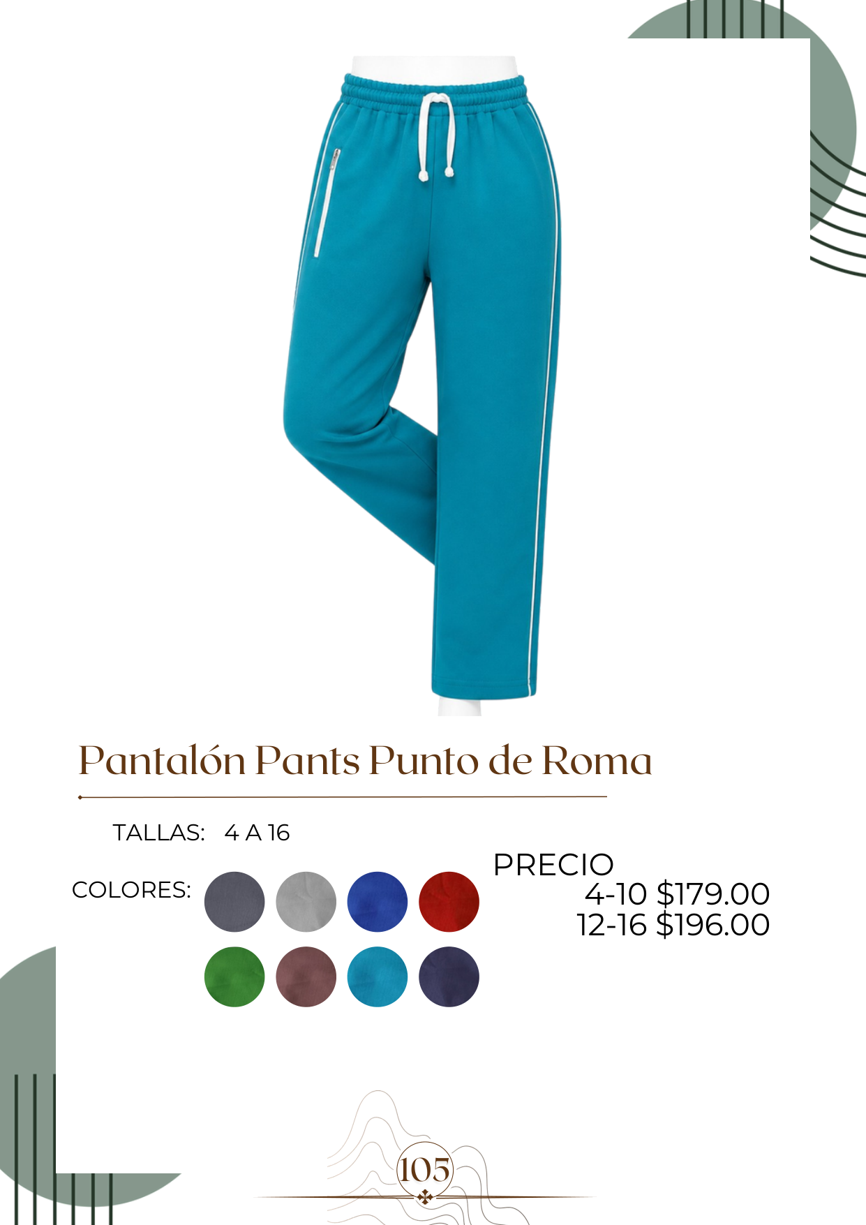Pantalón Pants Punto de Roma Clásico Alt