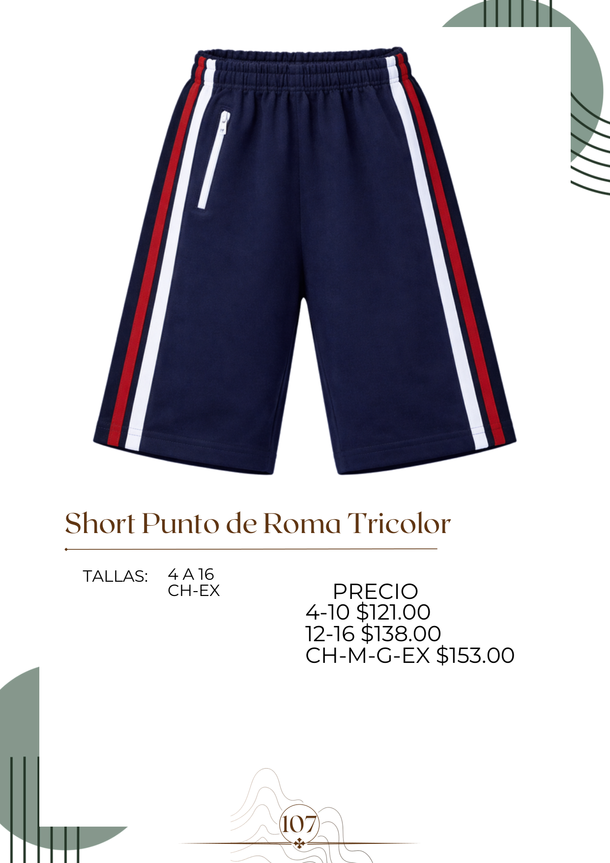 Short Punto de Roma Tricolor Alt