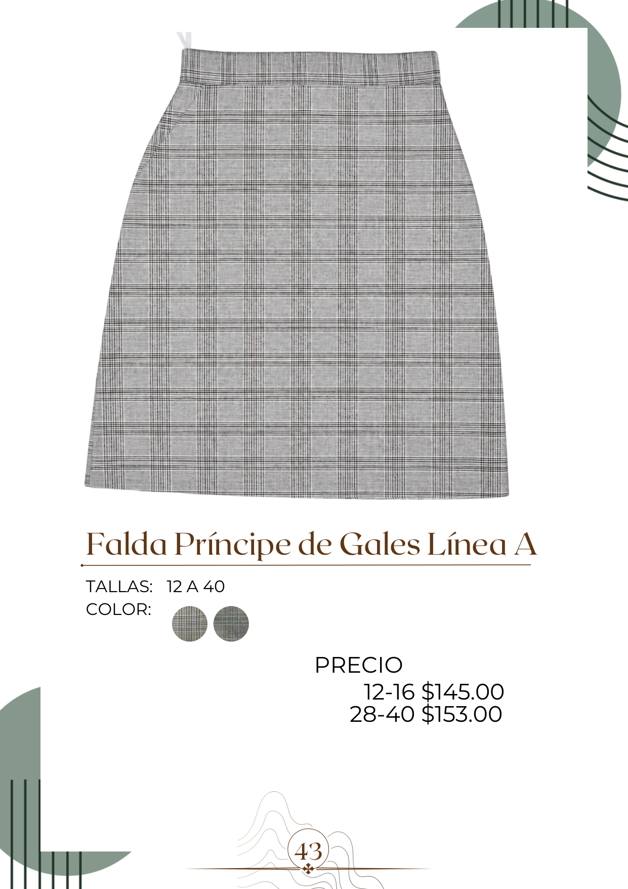 Falda Príncipe de Gales Línea A Alt