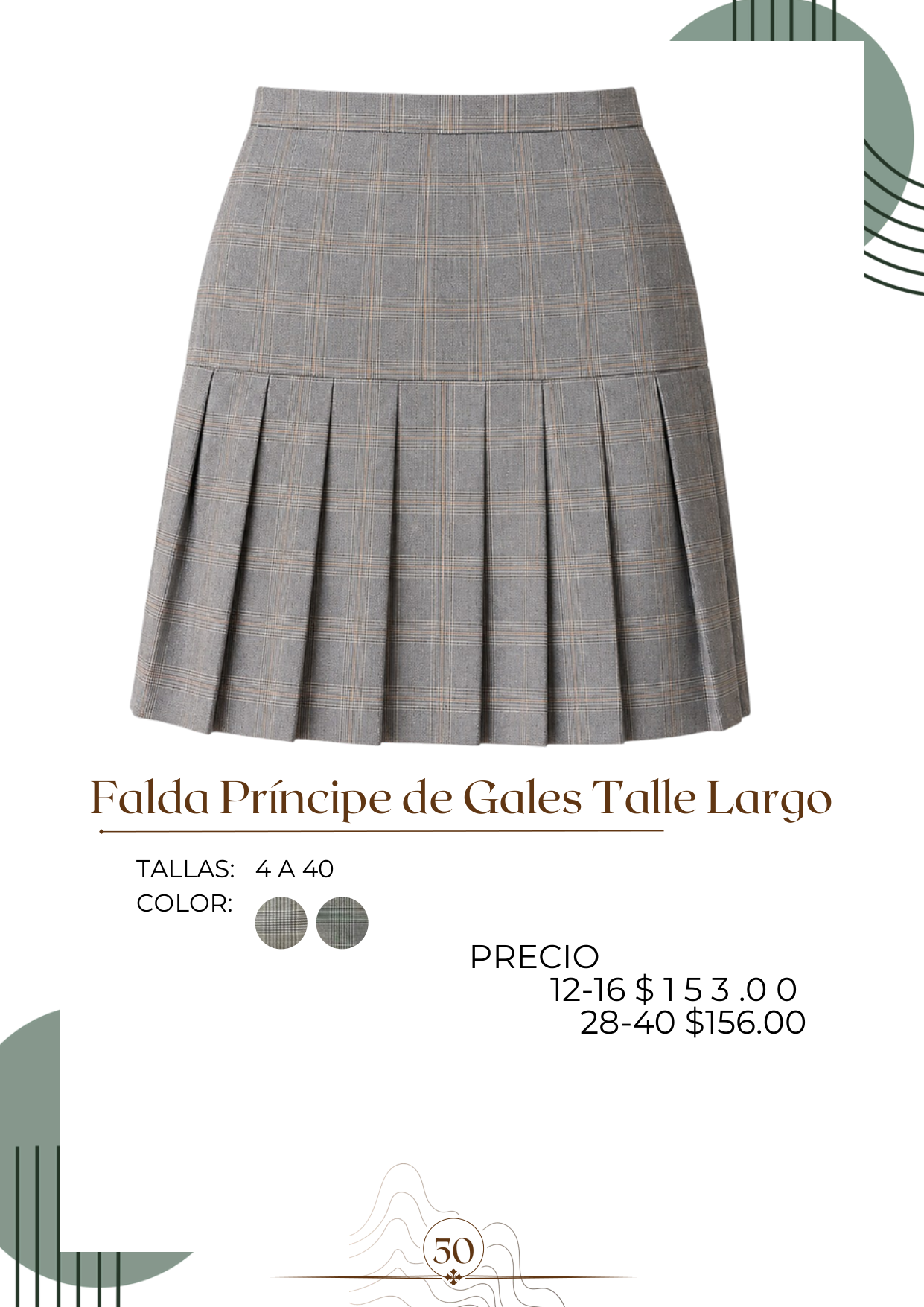 Falda Príncipe de Gales Talle Largo Alt