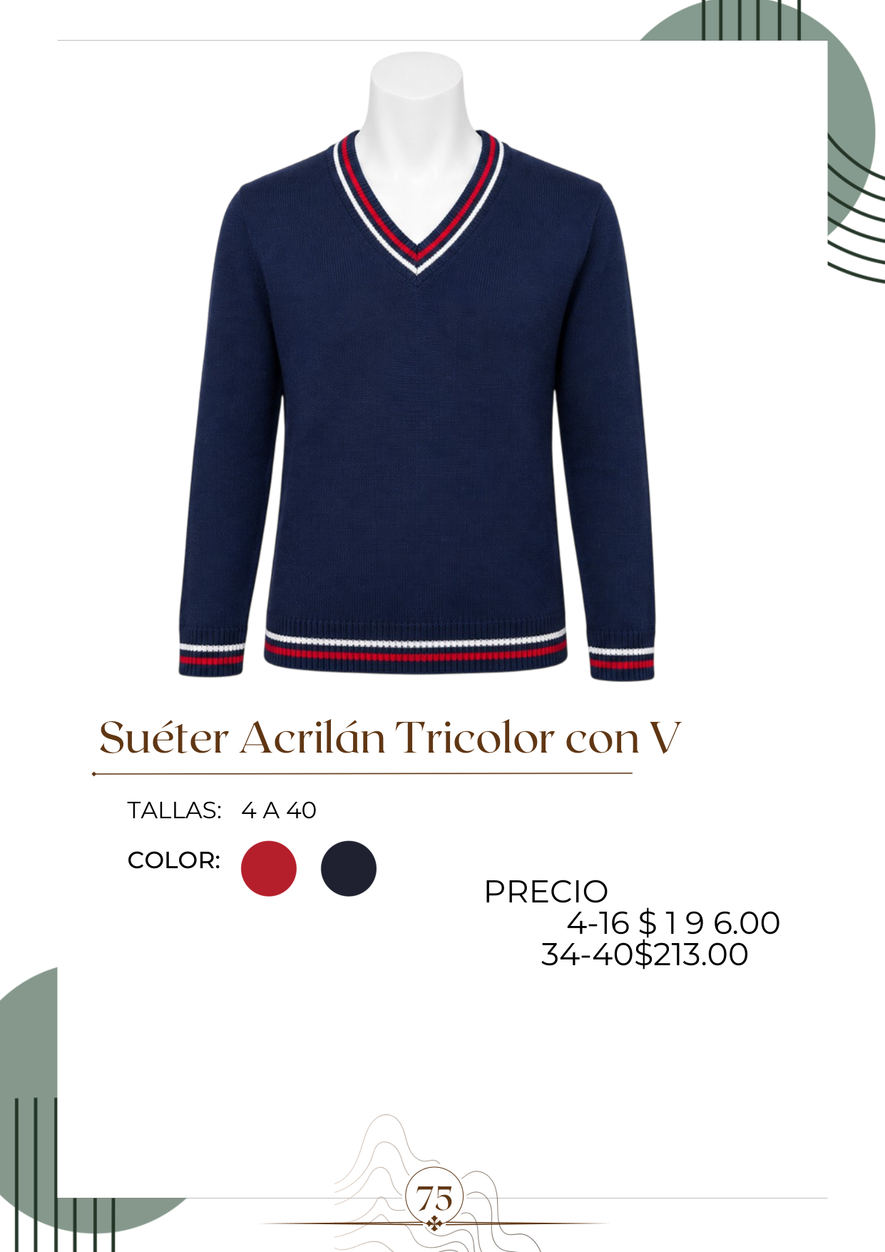 Suéter Acrilán Tricolor con V Alt