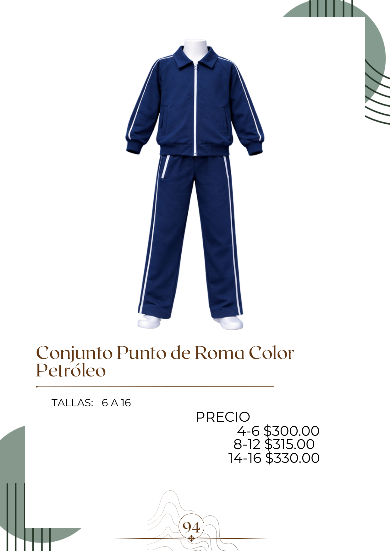 Conjunto Punto de Roma Color Petróleo Alt