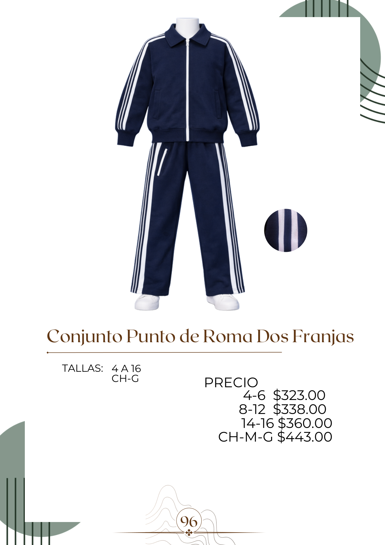 Conjunto Punto de Roma Dos Franjas Alt